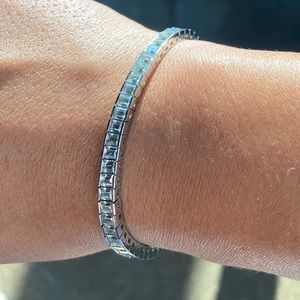 Sterling Silver Tennis Bracelet W/ Baguettes CZ